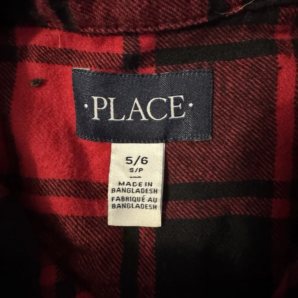 The Children's Place Classic 2-Piece Outfit Buffalo Check Flannel Shirt Size 5‎